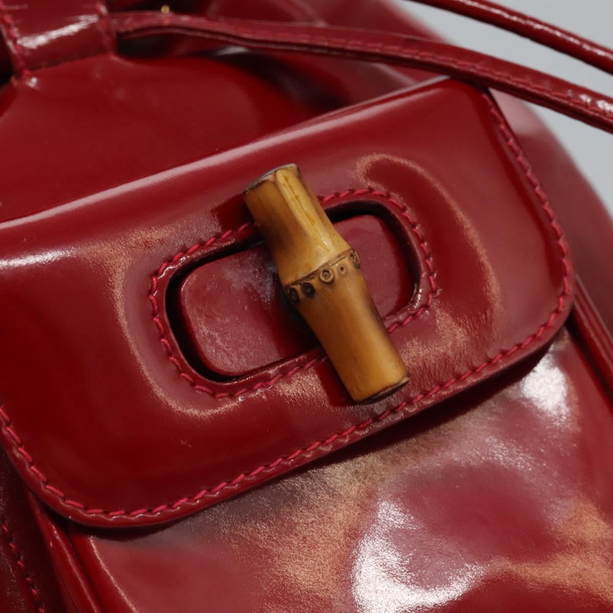 GUCCI Bamboo Backpack Enamel Red Gold 003 2058 0030 Auth BD1452