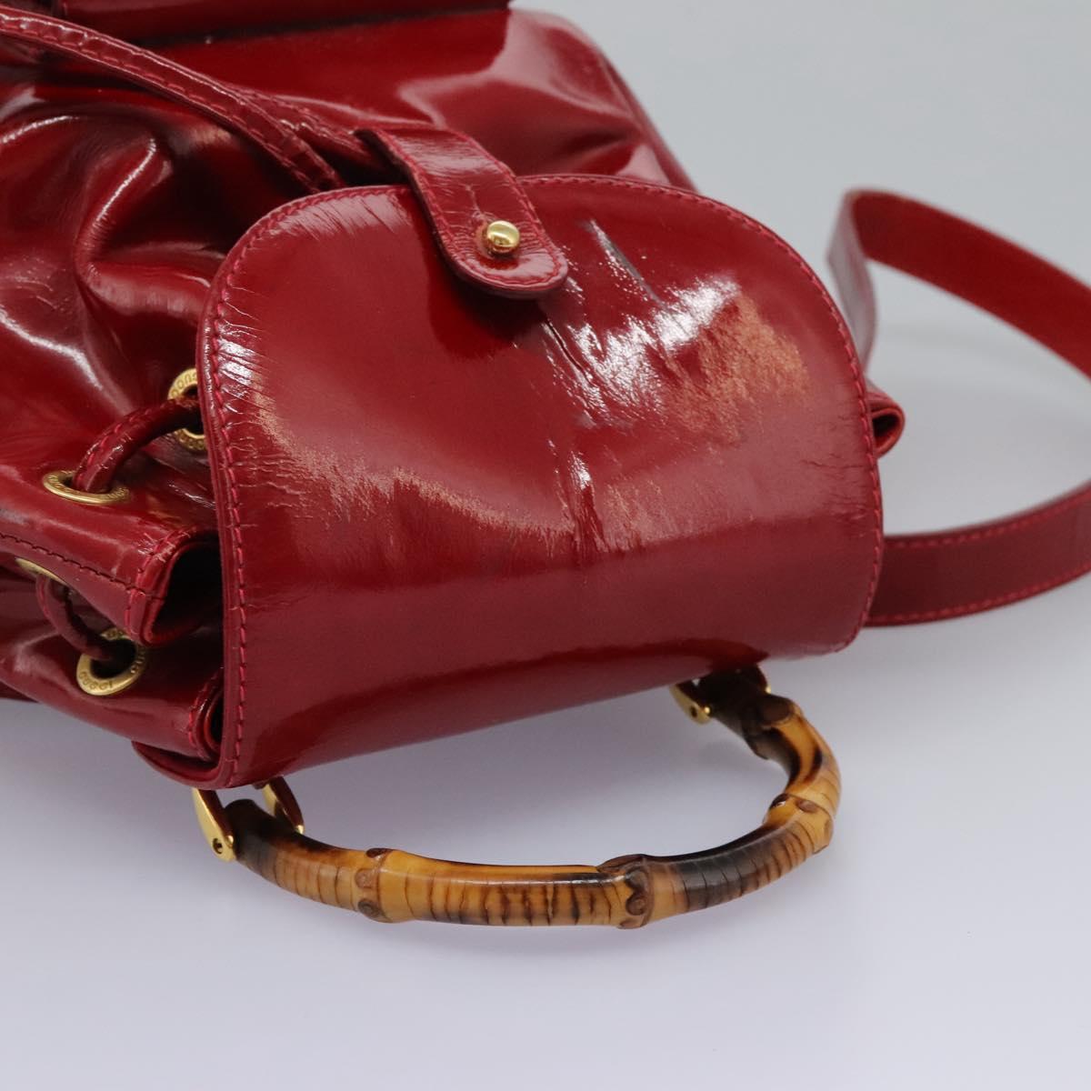 GUCCI Bamboo Backpack Enamel Red Gold 003 2058 0030 Auth BD1452