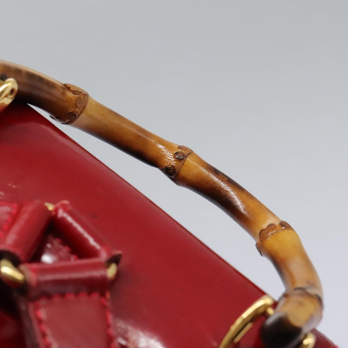 GUCCI Bamboo Backpack Enamel Red Gold 003 2058 0030 Auth BD1452