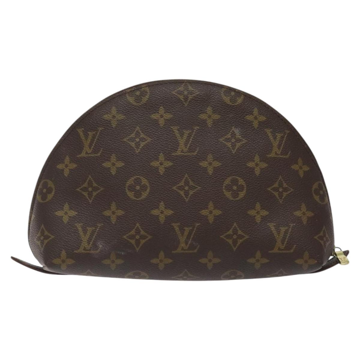 LOUIS VUITTON Monogram Trousse Demi Ronde Cosmetic Pouch M47520 LV Auth BD1455