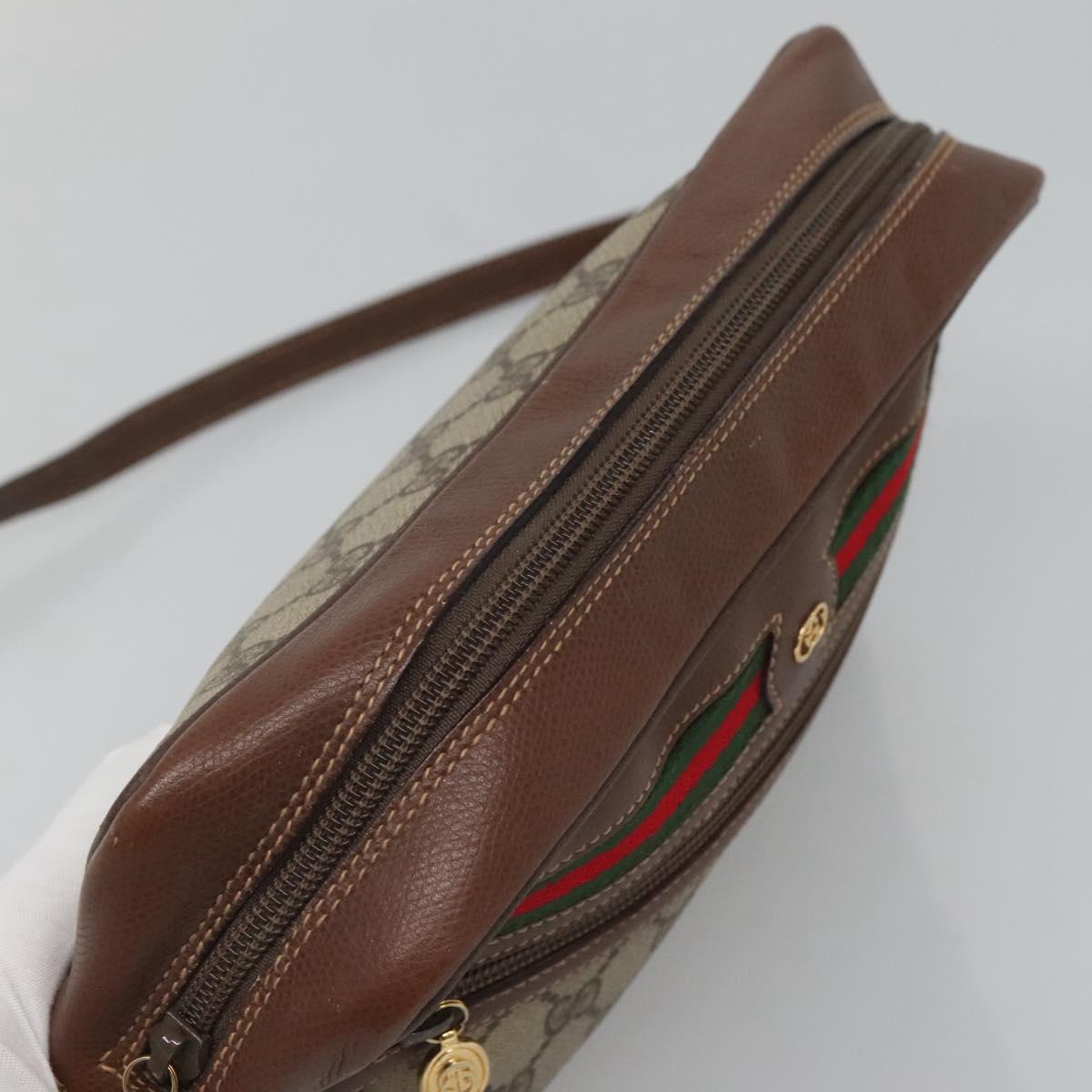 GUCCI GG Supreme Web Sherry Line Bag PVC Beige Gold 001 113 6165 Auth BD1465