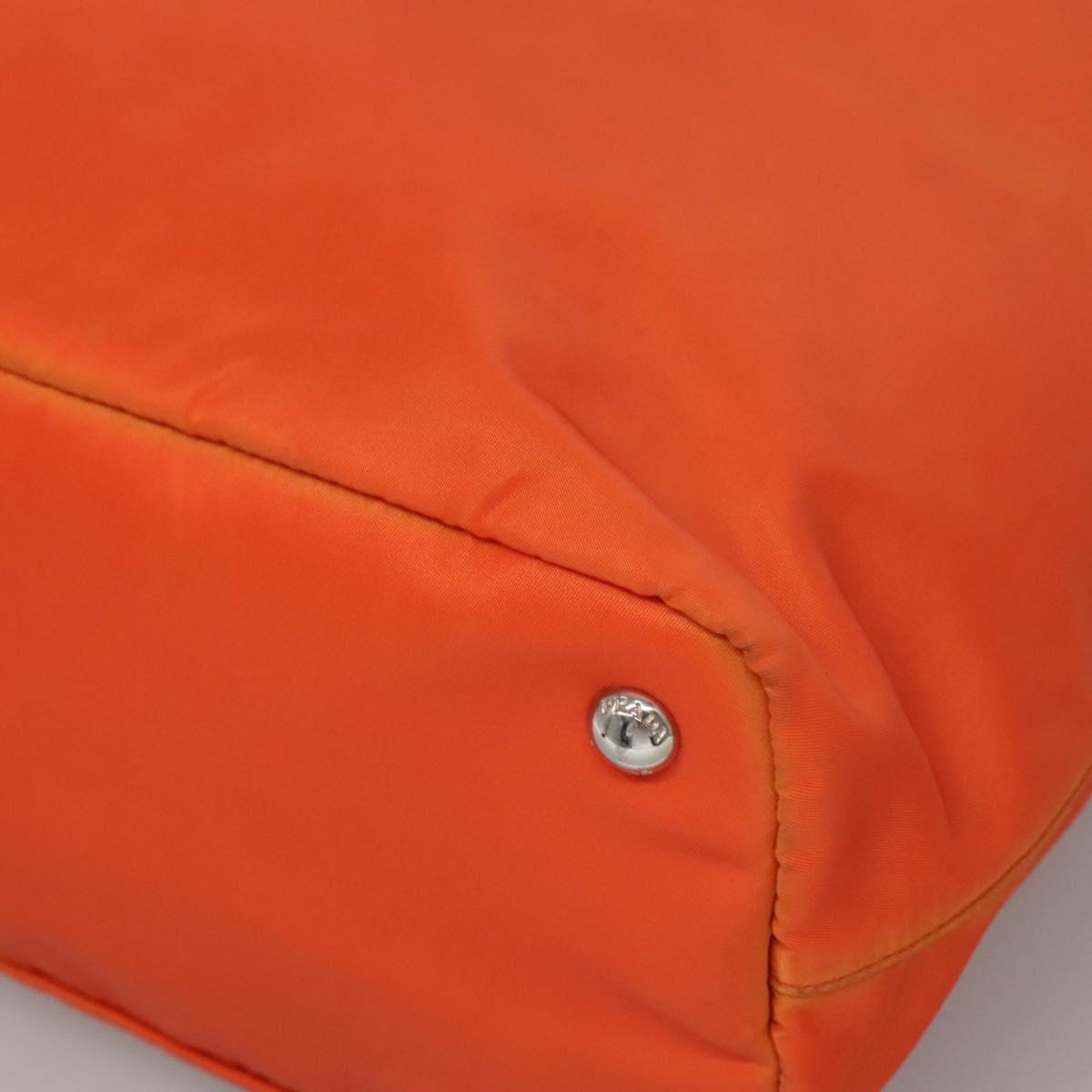 PRADA Tote Bag Nylon 2way Orange Black Silver Auth BD147
