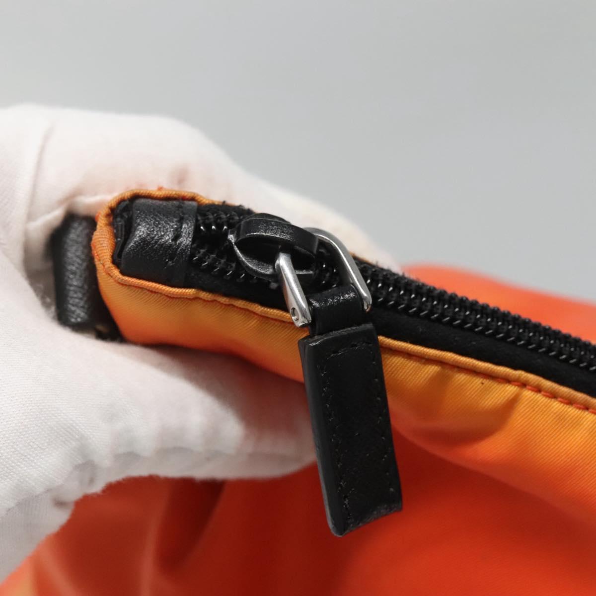PRADA Tote Bag Nylon 2way Orange Black Silver Auth BD147