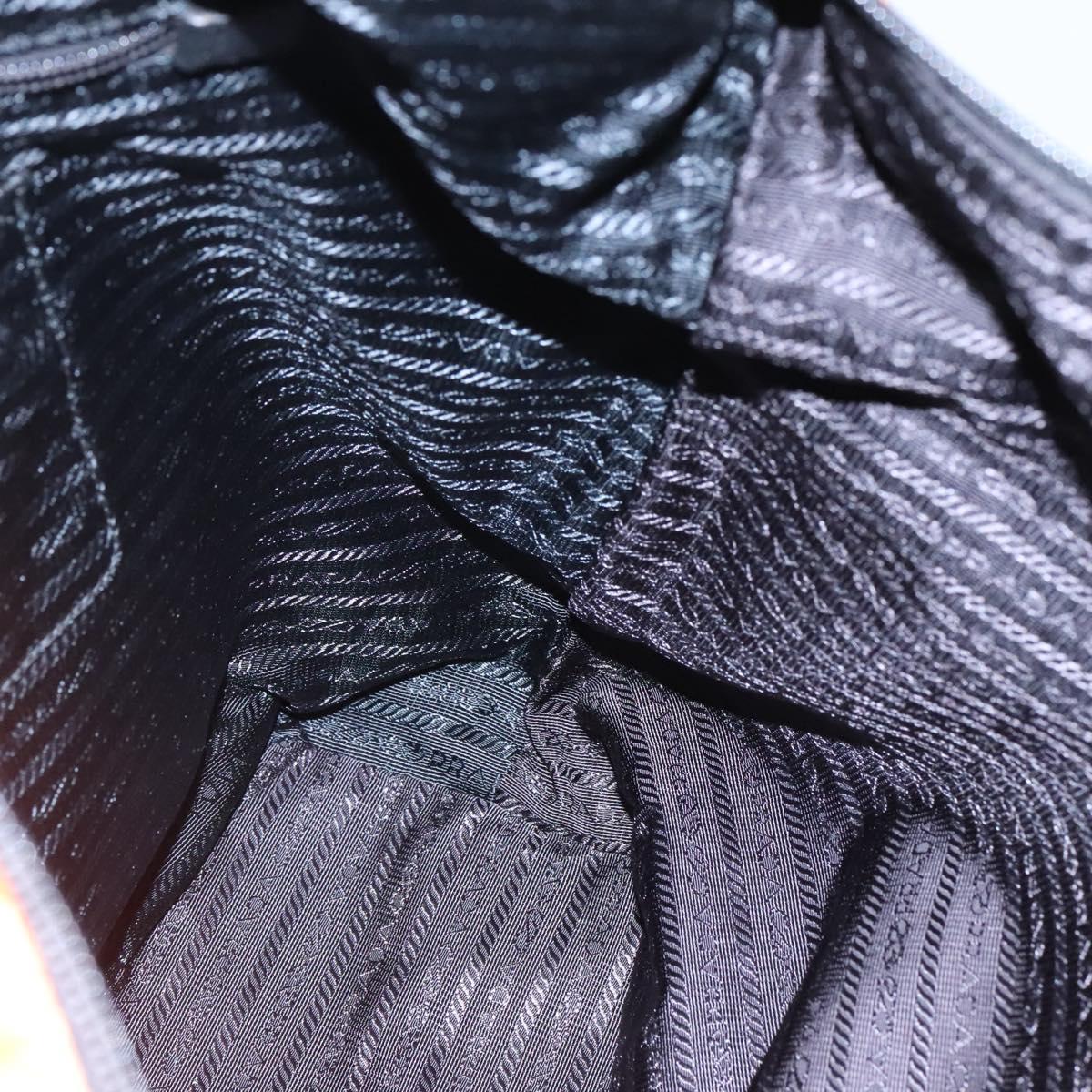 PRADA Tote Bag Nylon 2way Orange Black Silver Auth BD147