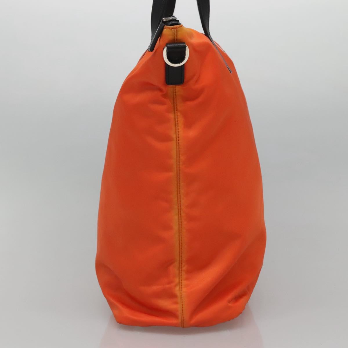 PRADA Tote Bag Nylon 2way Orange Black Silver Auth BD147