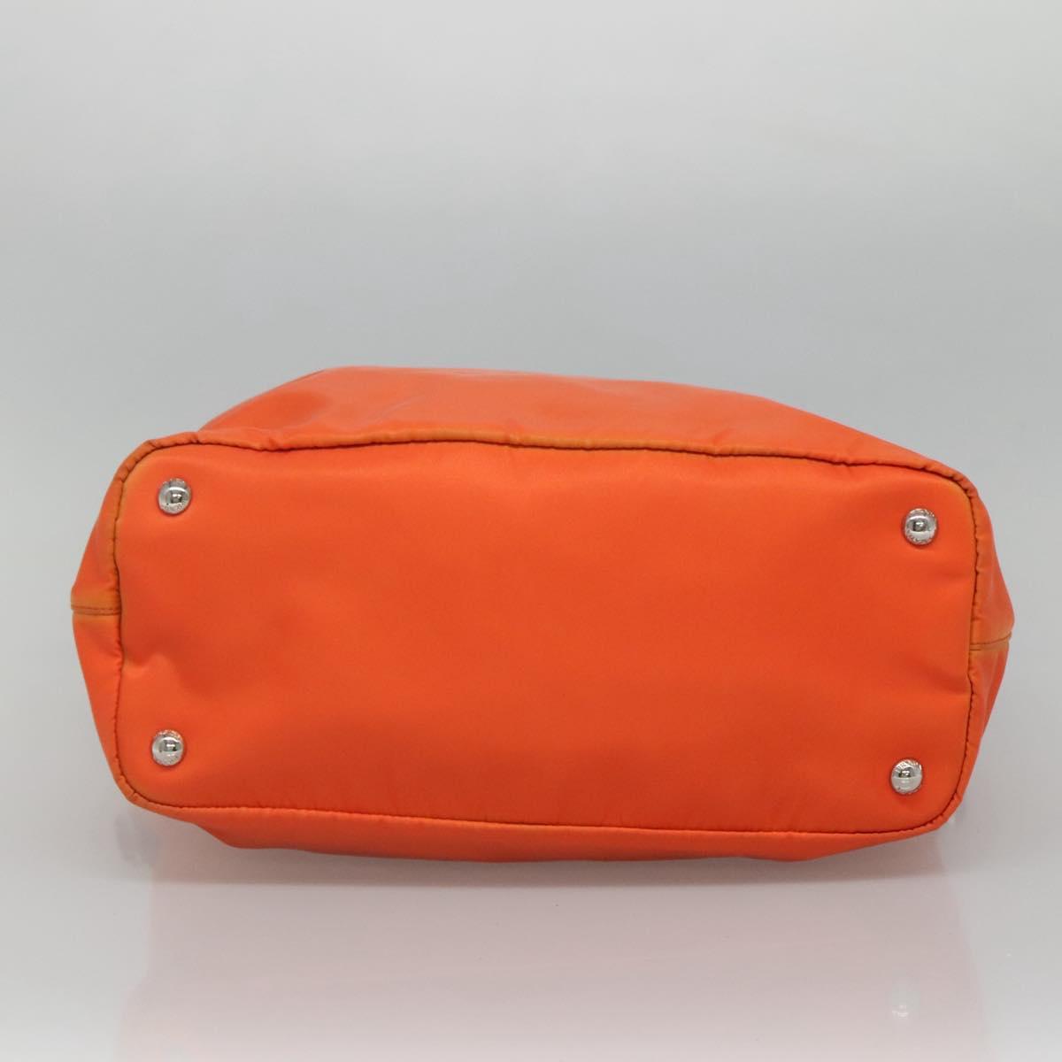 PRADA Tote Bag Nylon 2way Orange Black Silver Auth BD147