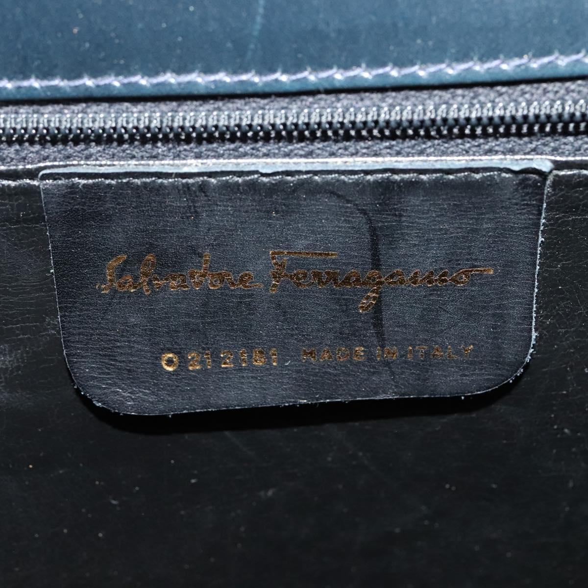 Salvatore Ferragamo Gancini Hand Bag Leather 2way Black Gold Auth BD1498