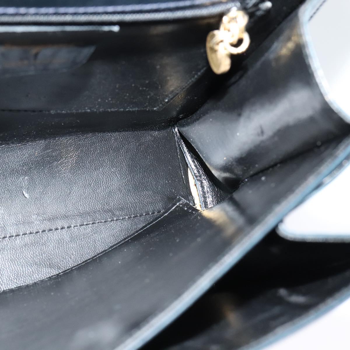 Salvatore Ferragamo Gancini Hand Bag Leather 2way Black Gold Auth BD1498