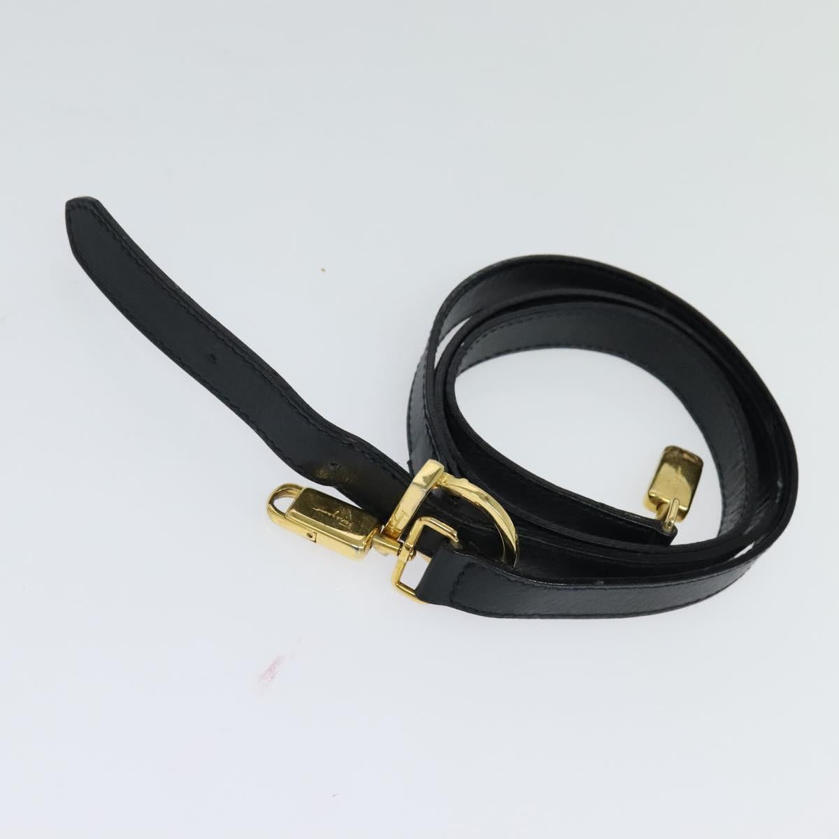 Salvatore Ferragamo Gancini Hand Bag Leather 2way Black Gold Auth BD1498