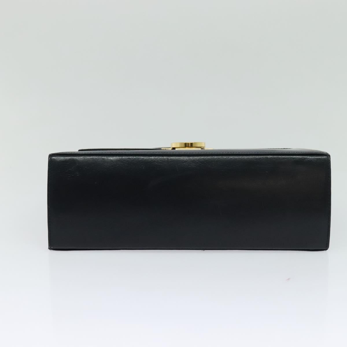 Salvatore Ferragamo Gancini Hand Bag Leather 2way Black Gold Auth BD1498