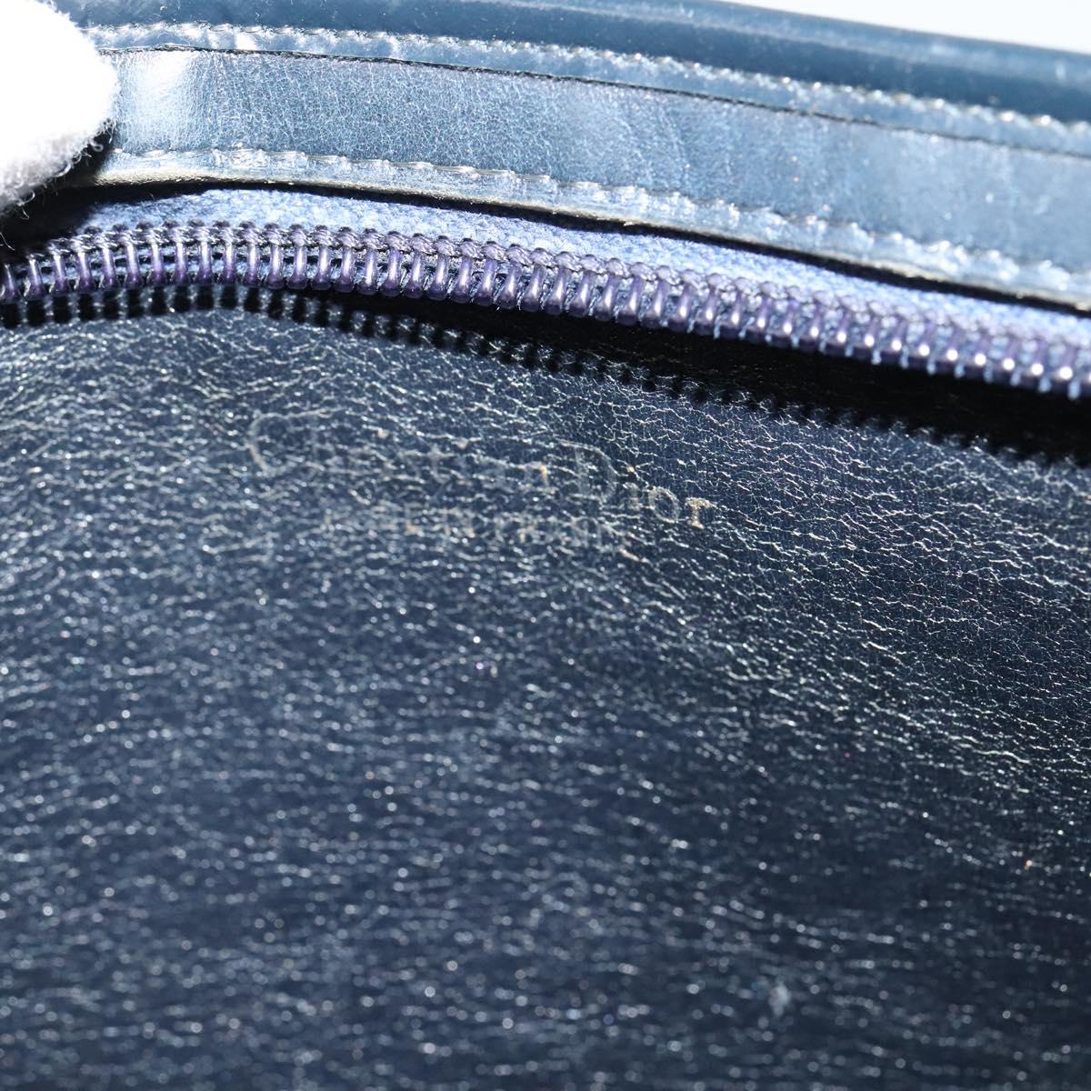 Christian Dior Trotter Canvas Shoulder Bag Navy Gold Auth BD1501
