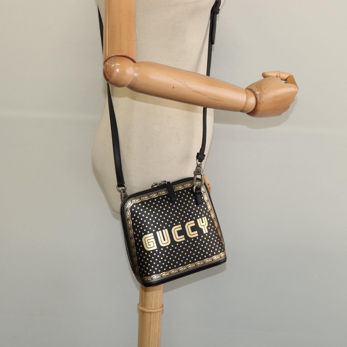 GUCCI SEGA Collaboration Shoulder Bag Leather Black 511189 Auth BD1503AV