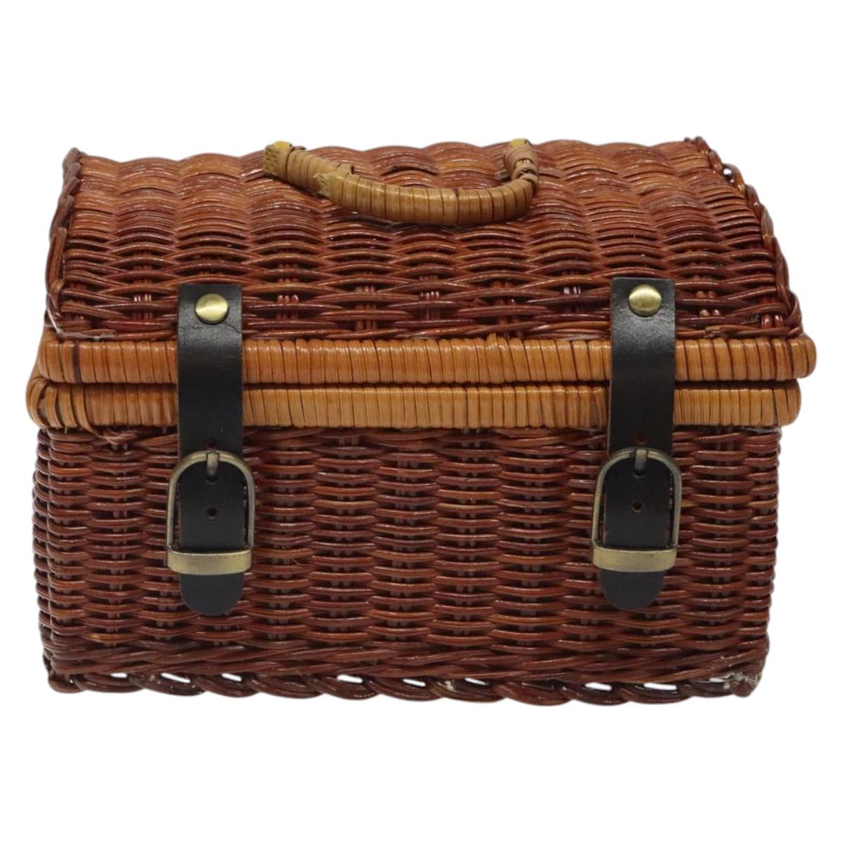 GIVENCHY Hand Bag Raffia Brown Auth BD1504