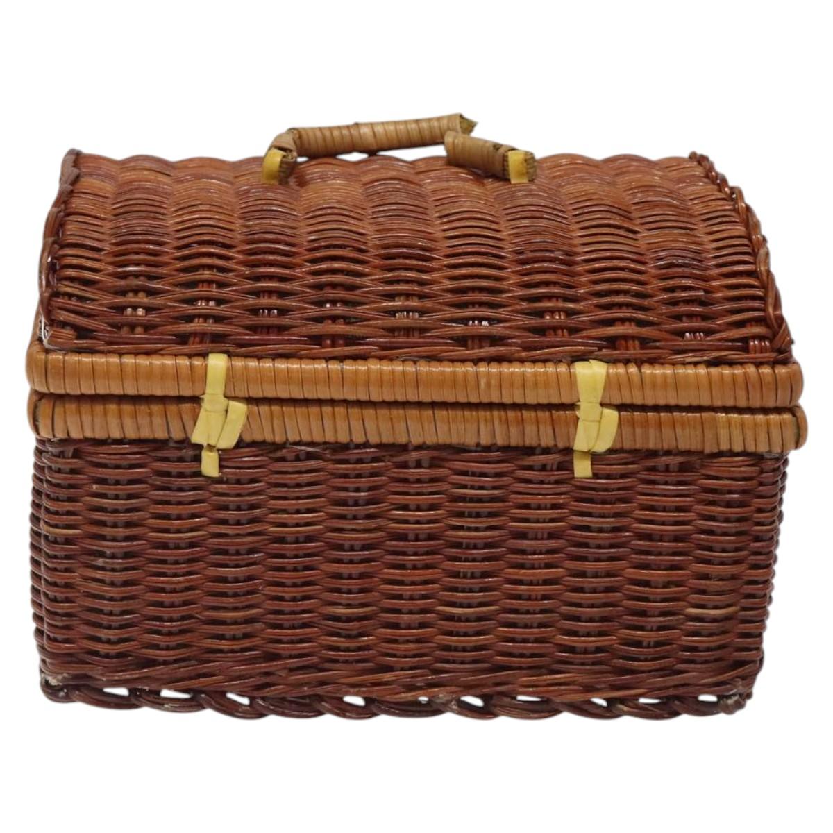GIVENCHY Hand Bag Raffia Brown Auth BD1504