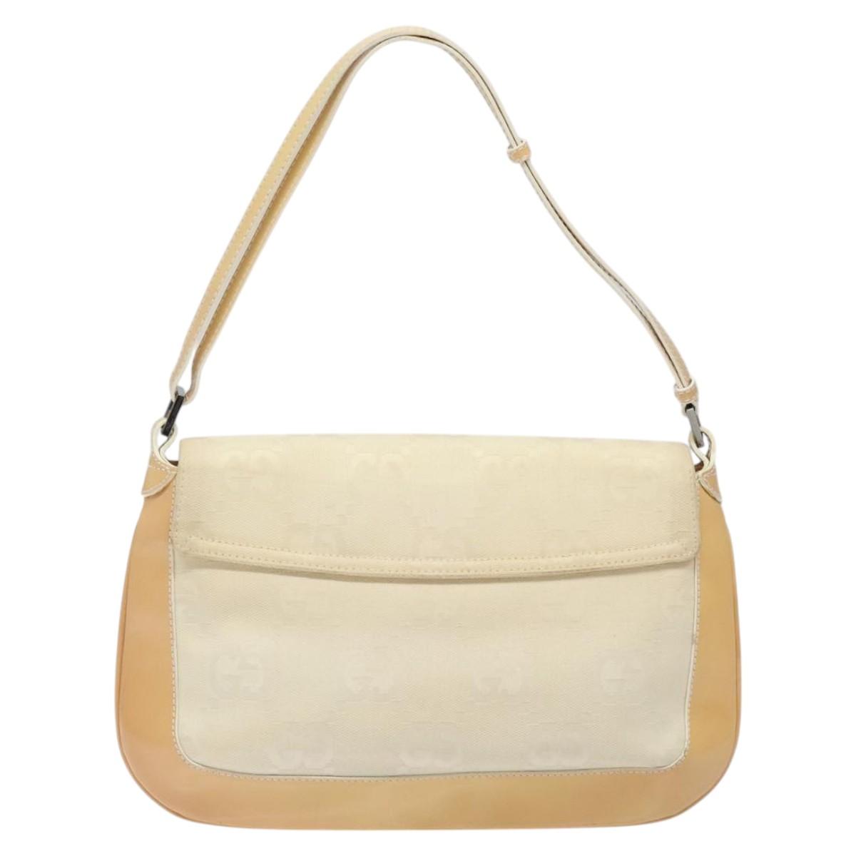 GUCCI GG Canvas Shoulder Bag Beige Silver 001 3823 Auth BD1514