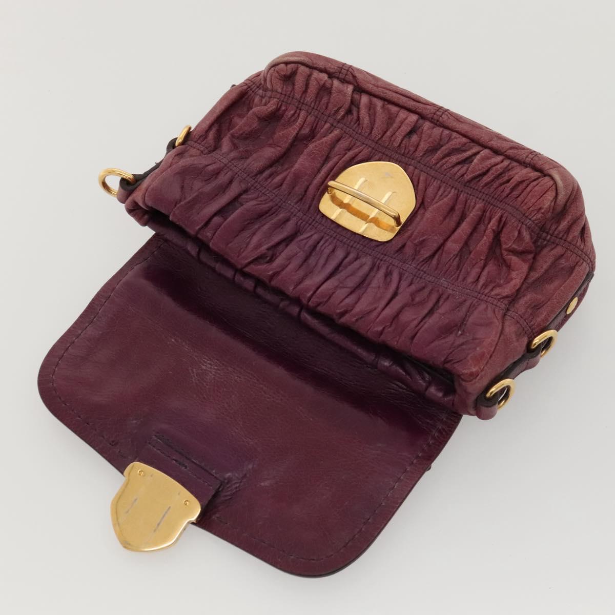 PRADA Shoulder Bag Leather Purple Gold Auth BD1517