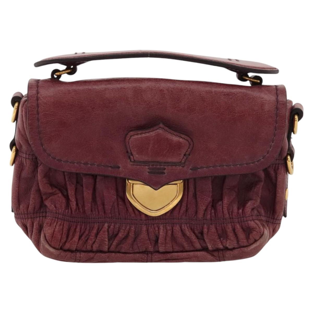 PRADA Shoulder Bag Leather Purple Gold Auth BD1517
