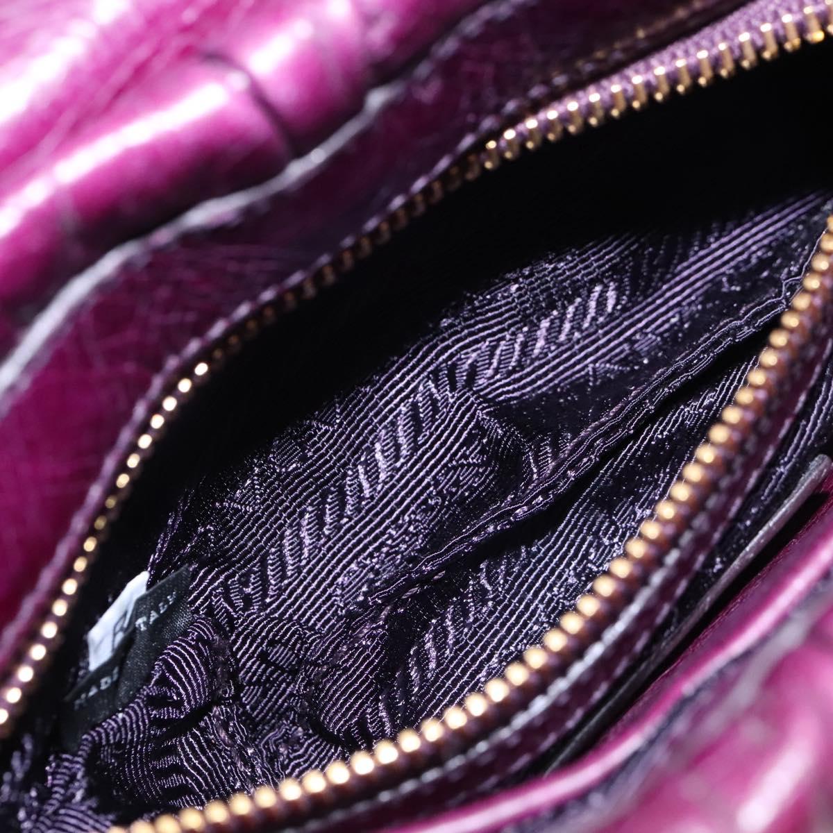 PRADA Shoulder Bag Leather Purple Gold Auth BD1517