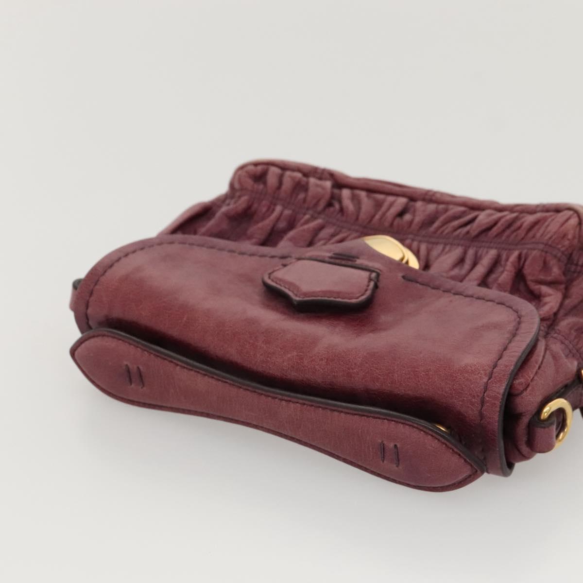 PRADA Shoulder Bag Leather Purple Gold Auth BD1517