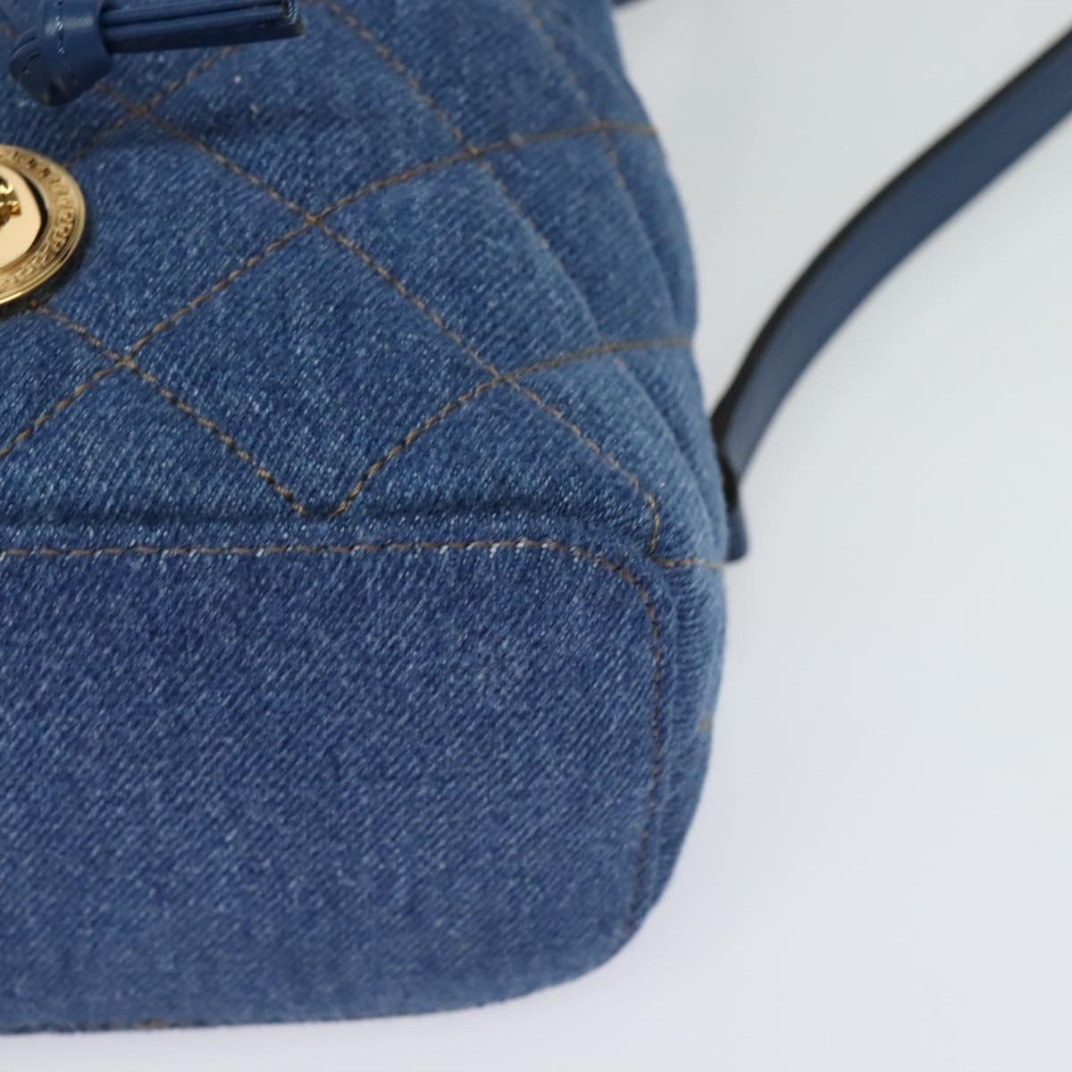 VERSACE Medusa Hand Bag Denim 2way Blue Gold Auth BD1520
