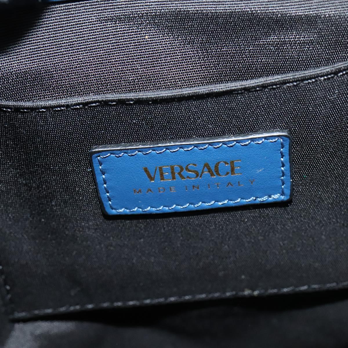 VERSACE Medusa Hand Bag Denim 2way Blue Gold Auth BD1520