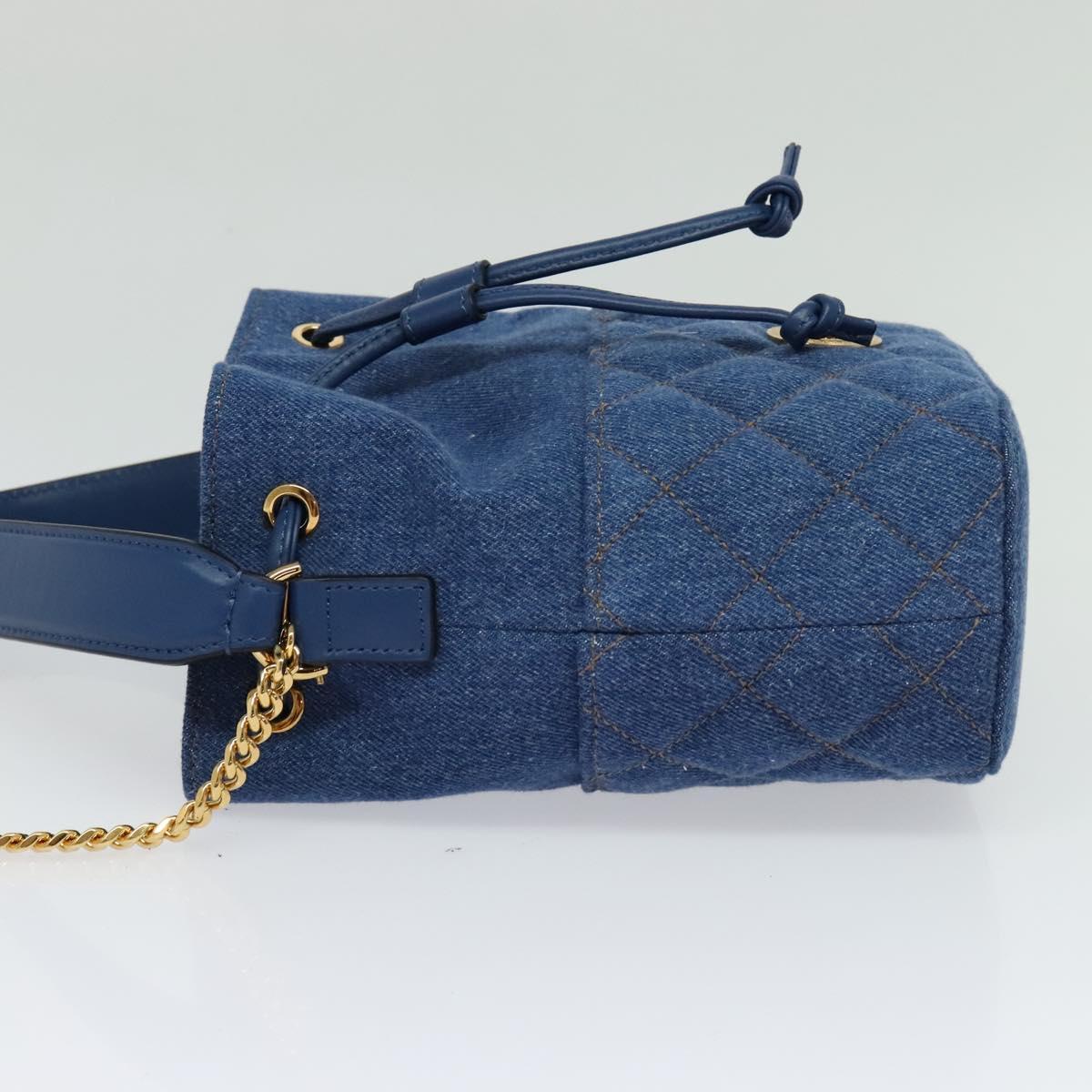 VERSACE Medusa Hand Bag Denim 2way Blue Gold Auth BD1520