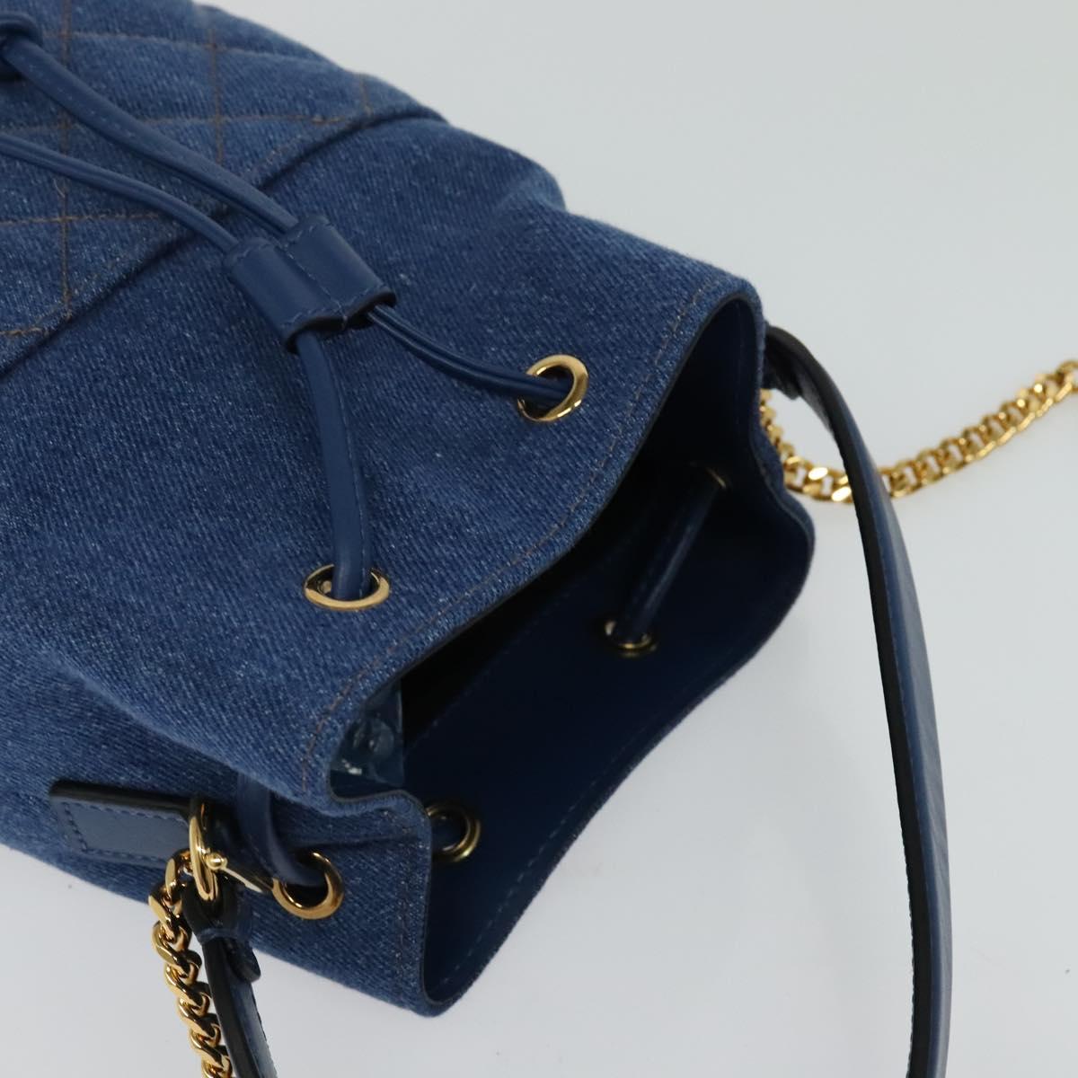 VERSACE Medusa Hand Bag Denim 2way Blue Gold Auth BD1520