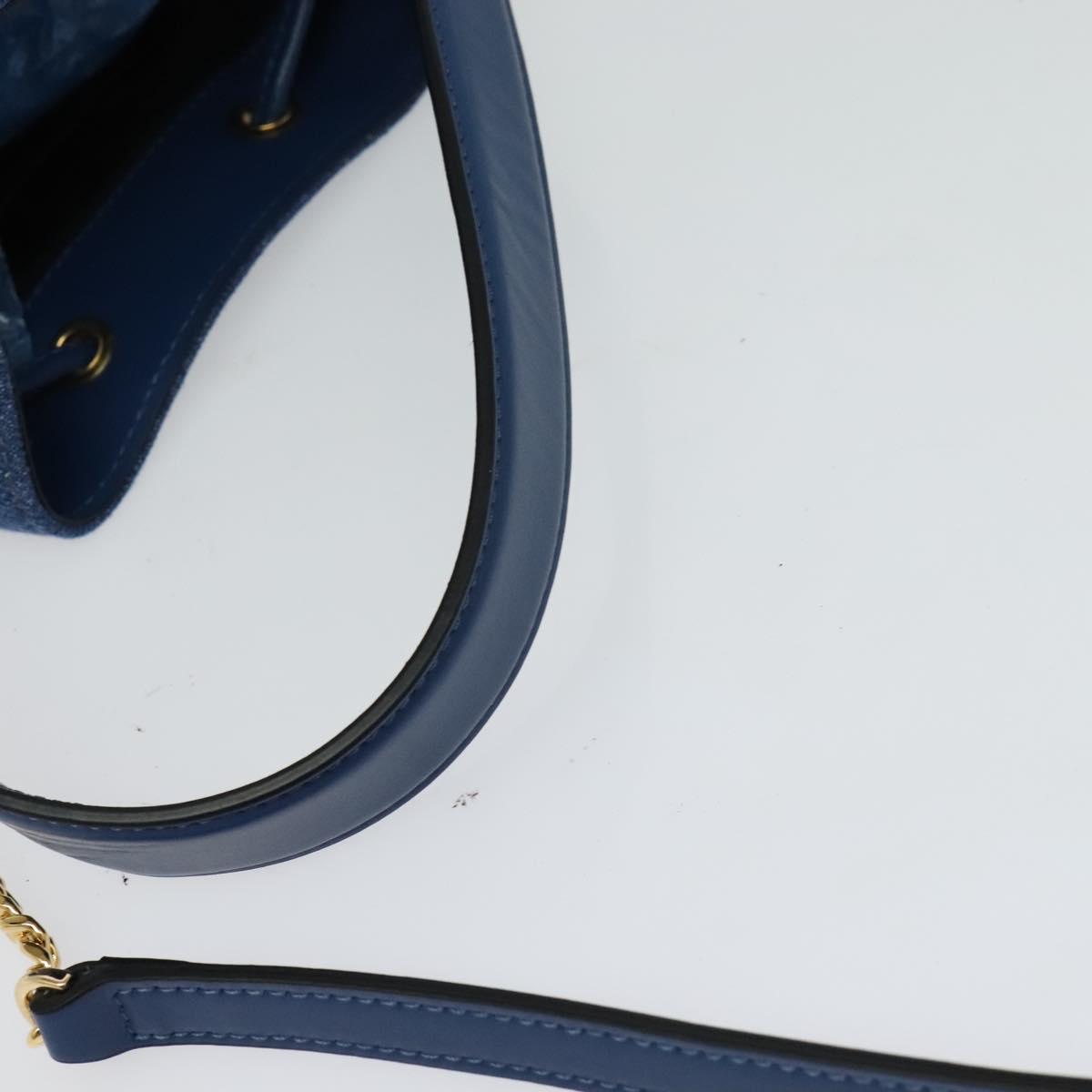VERSACE Medusa Hand Bag Denim 2way Blue Gold Auth BD1520