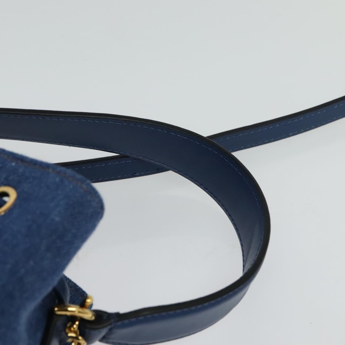 VERSACE Medusa Hand Bag Denim 2way Blue Gold Auth BD1520