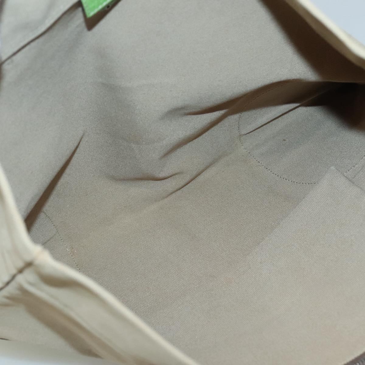 PRADA Tote Bag Canvas Beige Silver Auth BD1531