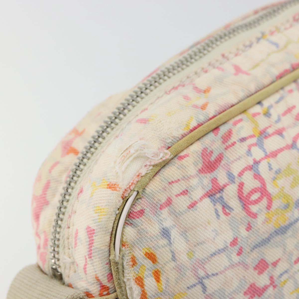 CHANEL Shoulder Bag Canvas Pink Beige Silver CC Auth BD1533