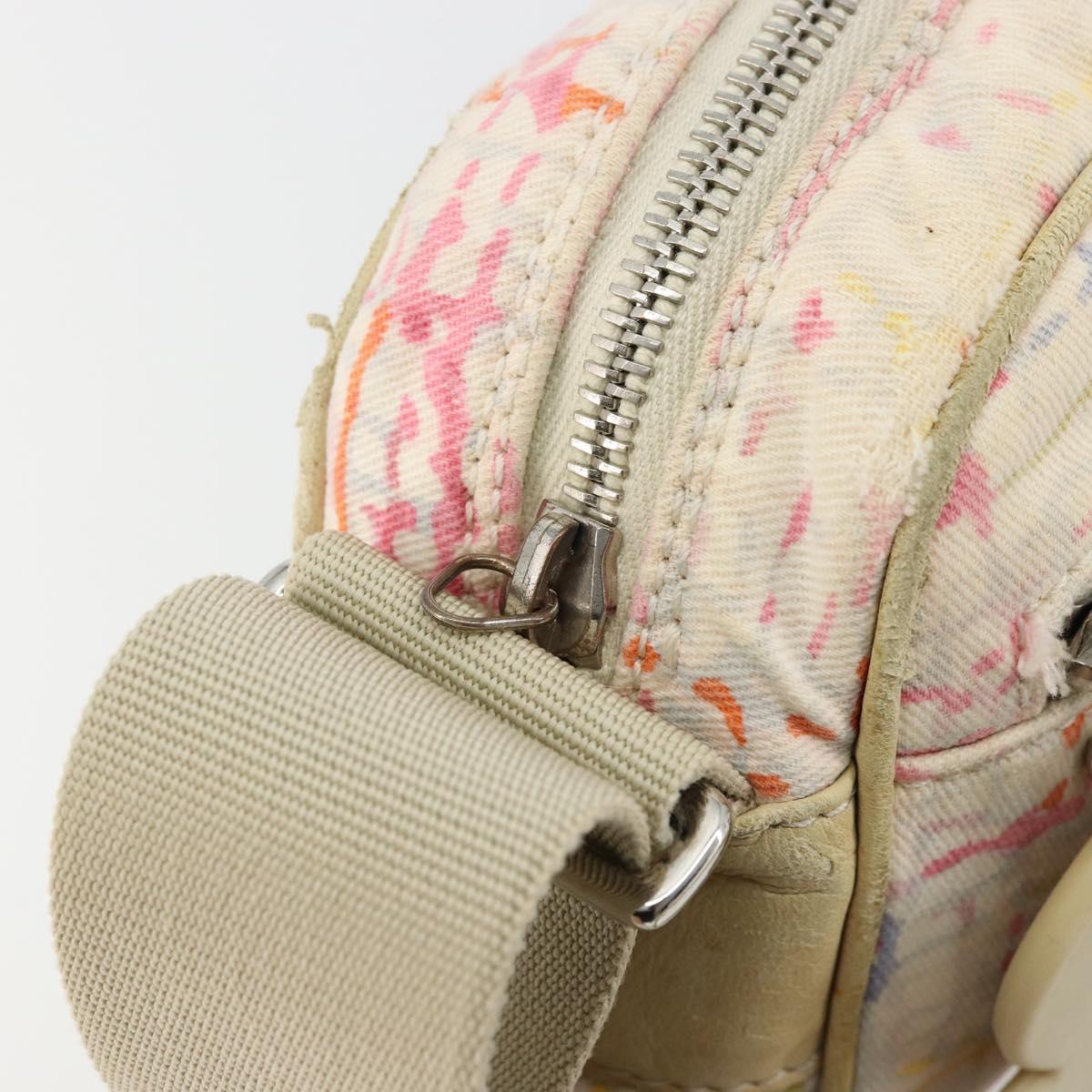 CHANEL Shoulder Bag Canvas Pink Beige Silver CC Auth BD1533