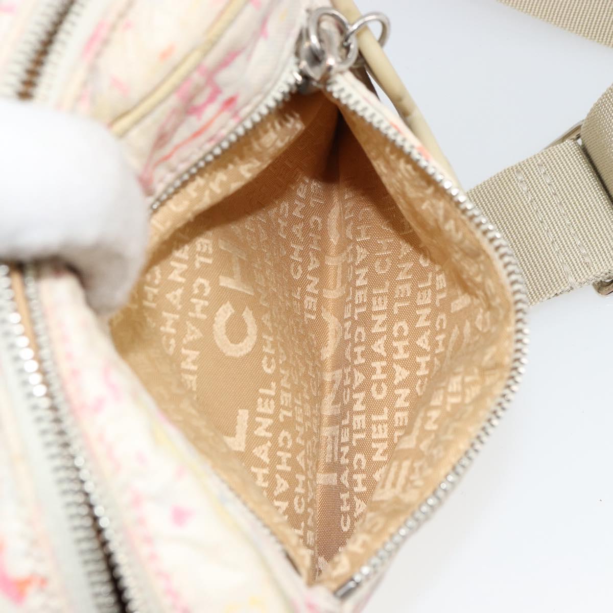 CHANEL Shoulder Bag Canvas Pink Beige Silver CC Auth BD1533