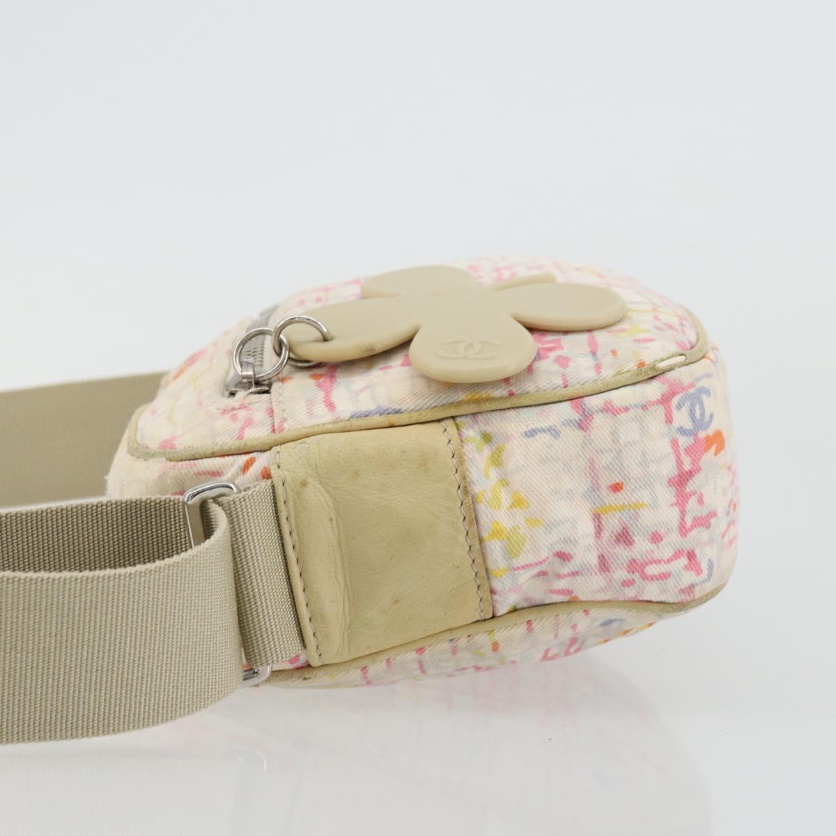 CHANEL Shoulder Bag Canvas Pink Beige Silver CC Auth BD1533
