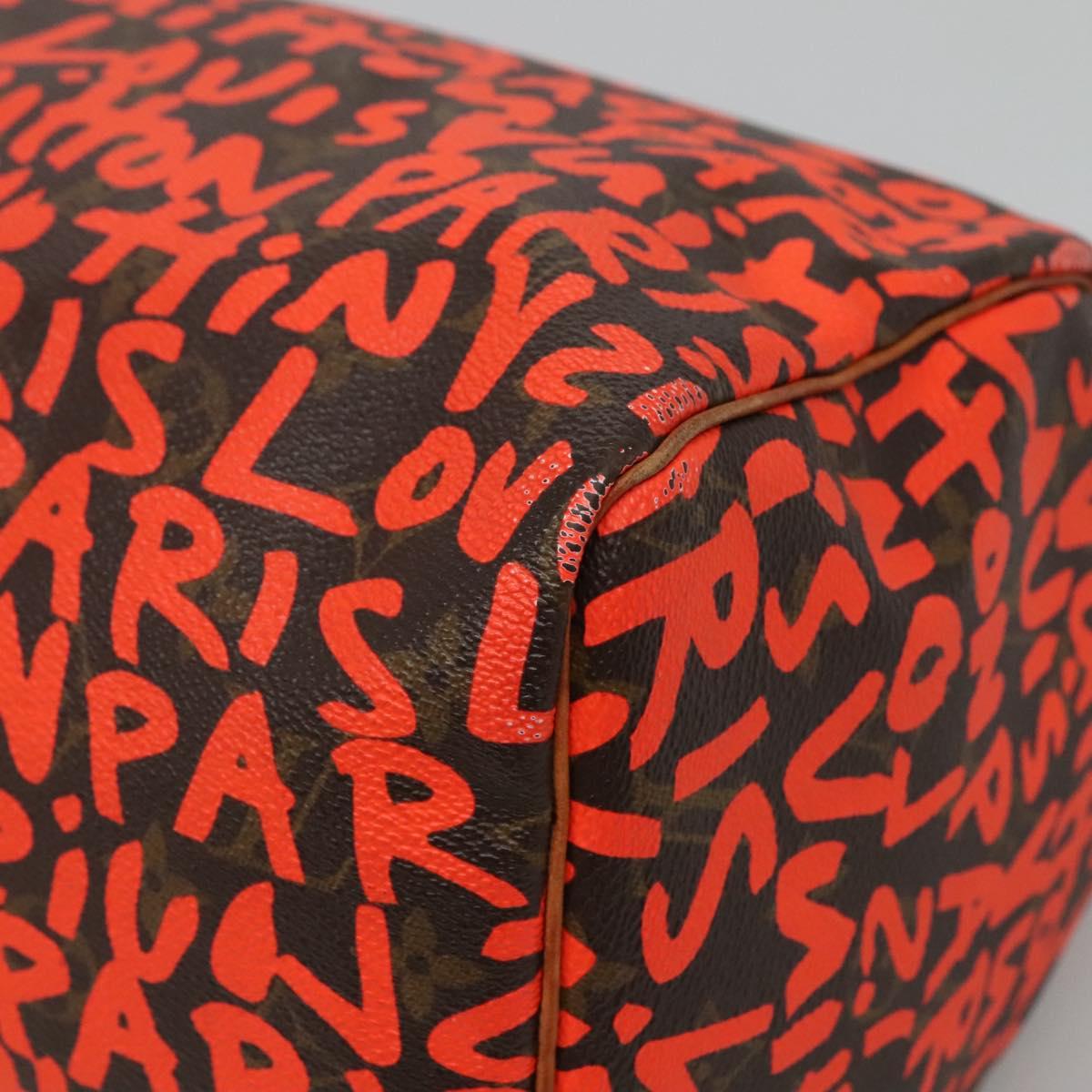 LOUIS VUITTON Monogram Graffiti Speedy 30 Hand Bag Orange M93705 LV Auth BD154M