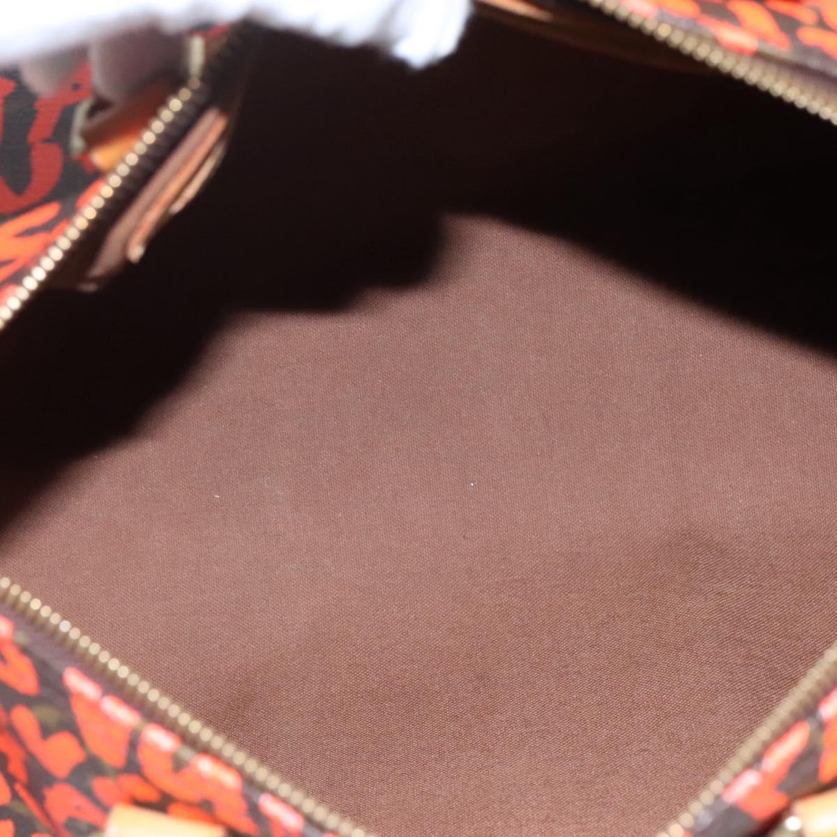 LOUIS VUITTON Monogram Graffiti Speedy 30 Hand Bag Orange M93705 LV Auth BD154M