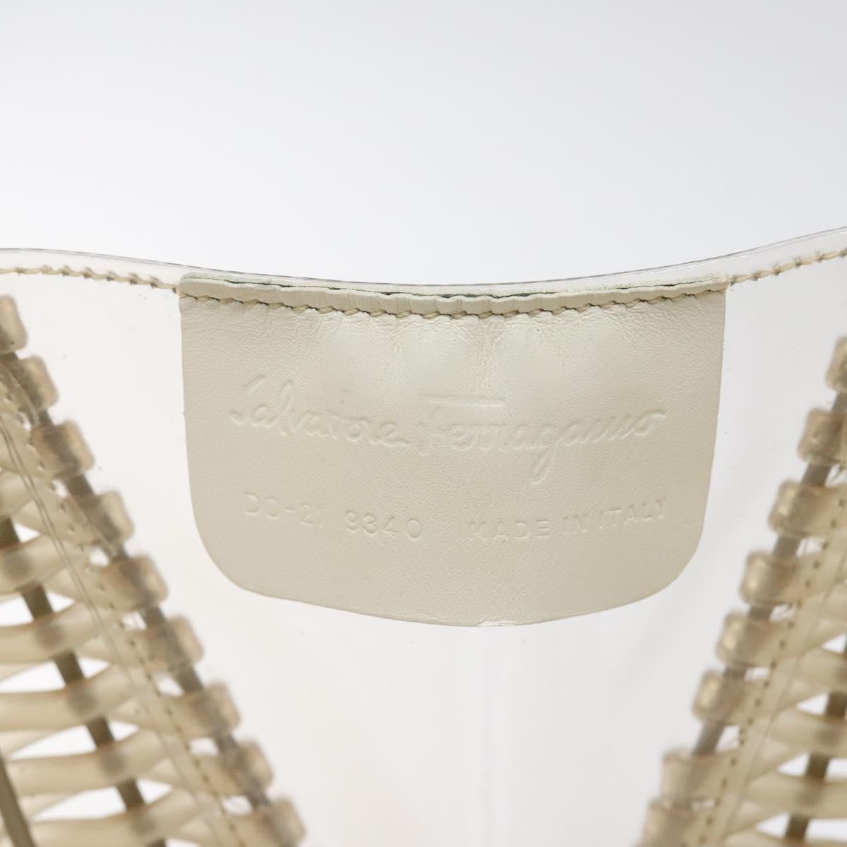 Salvatore Ferragamo Gancini Hand Bag Vinyl Clear Silver Auth BD1554