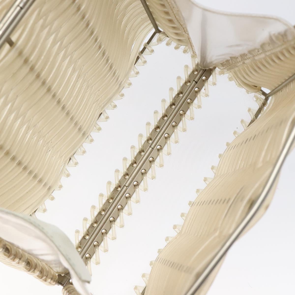 Salvatore Ferragamo Gancini Hand Bag Vinyl Clear Silver Auth BD1554