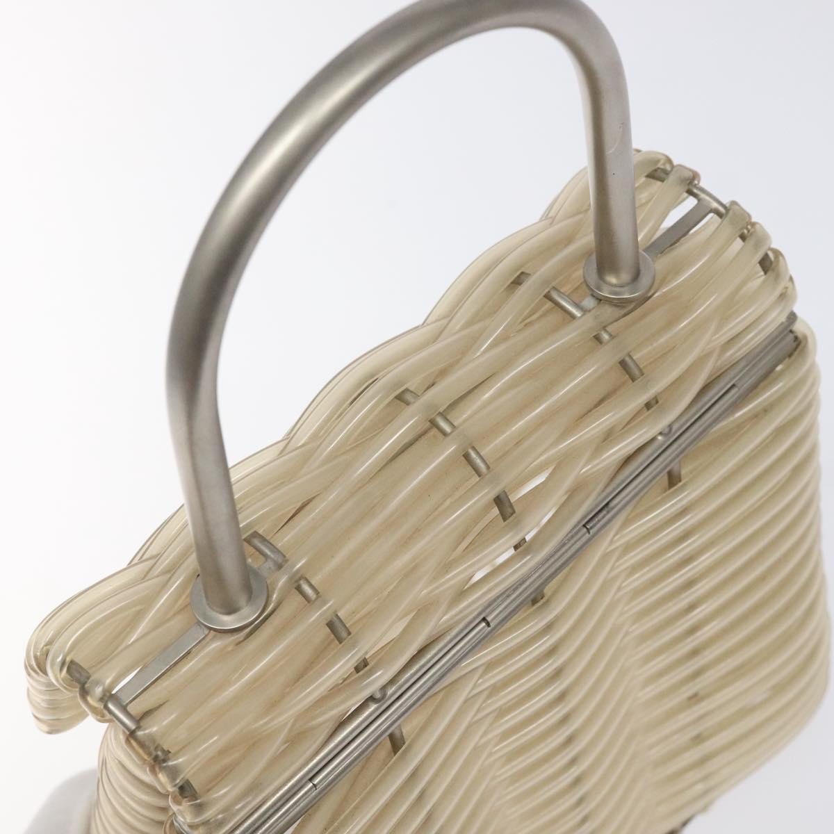 Salvatore Ferragamo Gancini Hand Bag Vinyl Clear Silver Auth BD1554