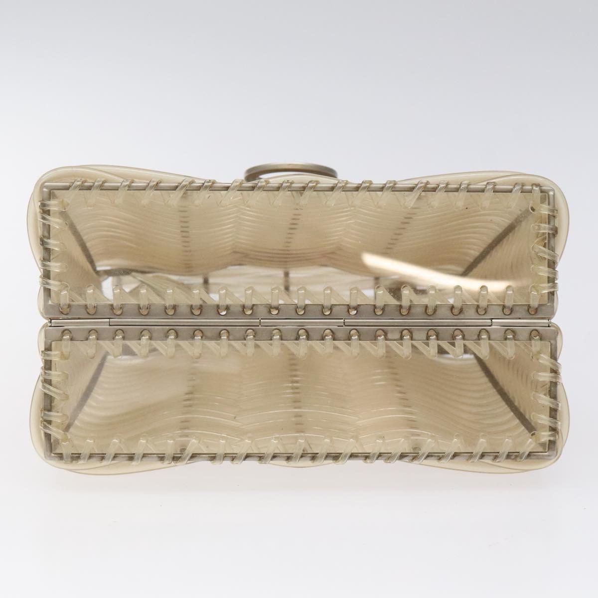 Salvatore Ferragamo Gancini Hand Bag Vinyl Clear Silver Auth BD1554