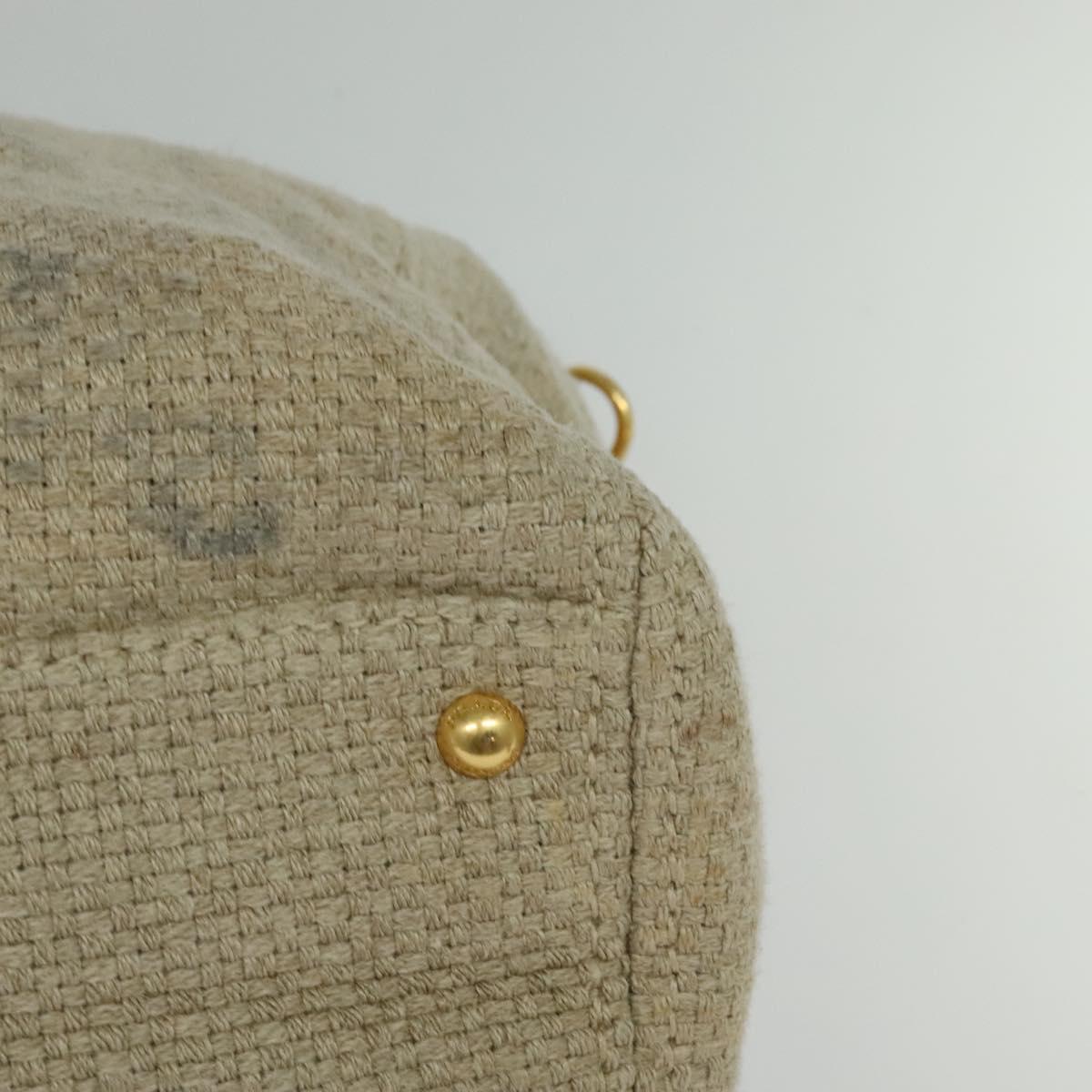 PRADA Hand Bag Canvas 2way Beige Gold Auth BD1555