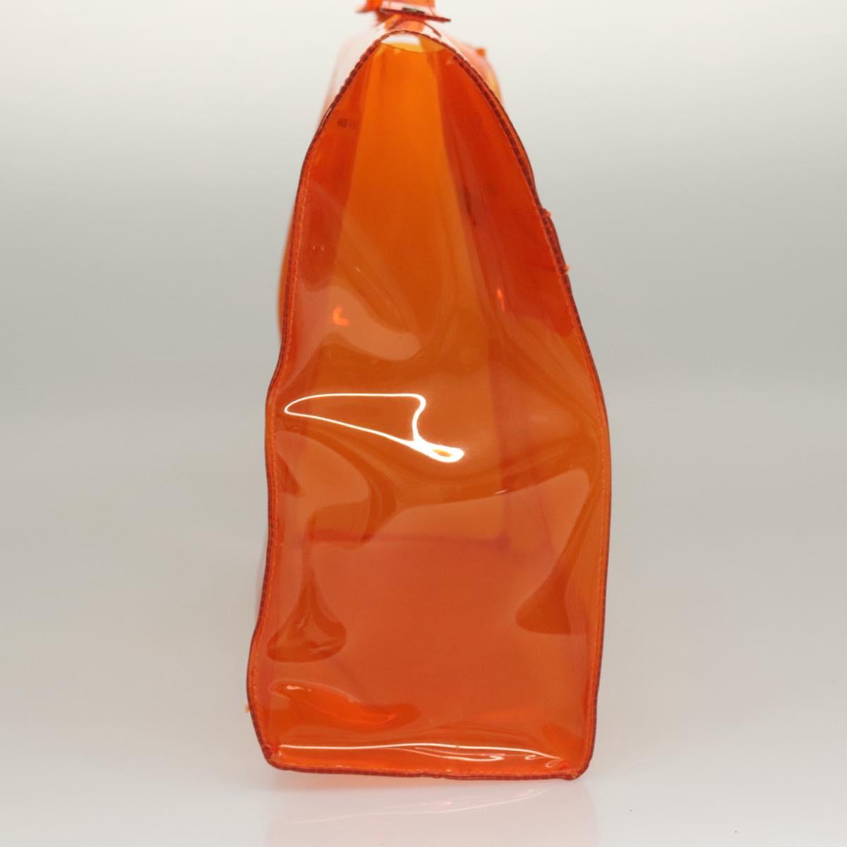 HERMES Vinyl Kelly Hand Bag Vinyl Orange Auth BD1556