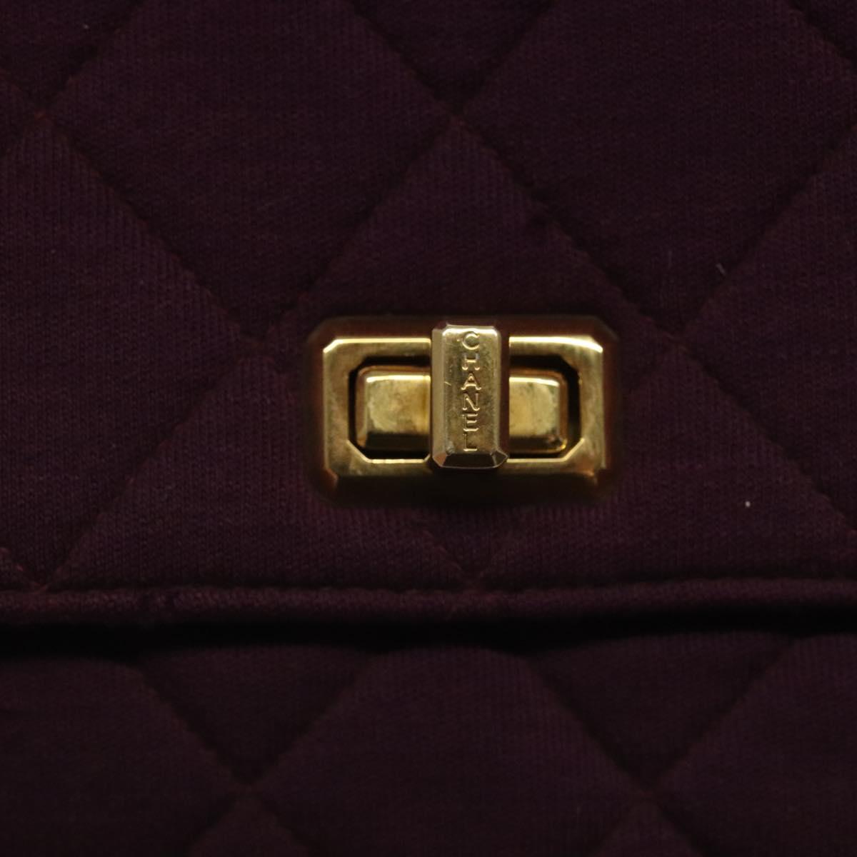 CHANEL Matelasse Hand Bag Cotton Purple CC Auth BD1572