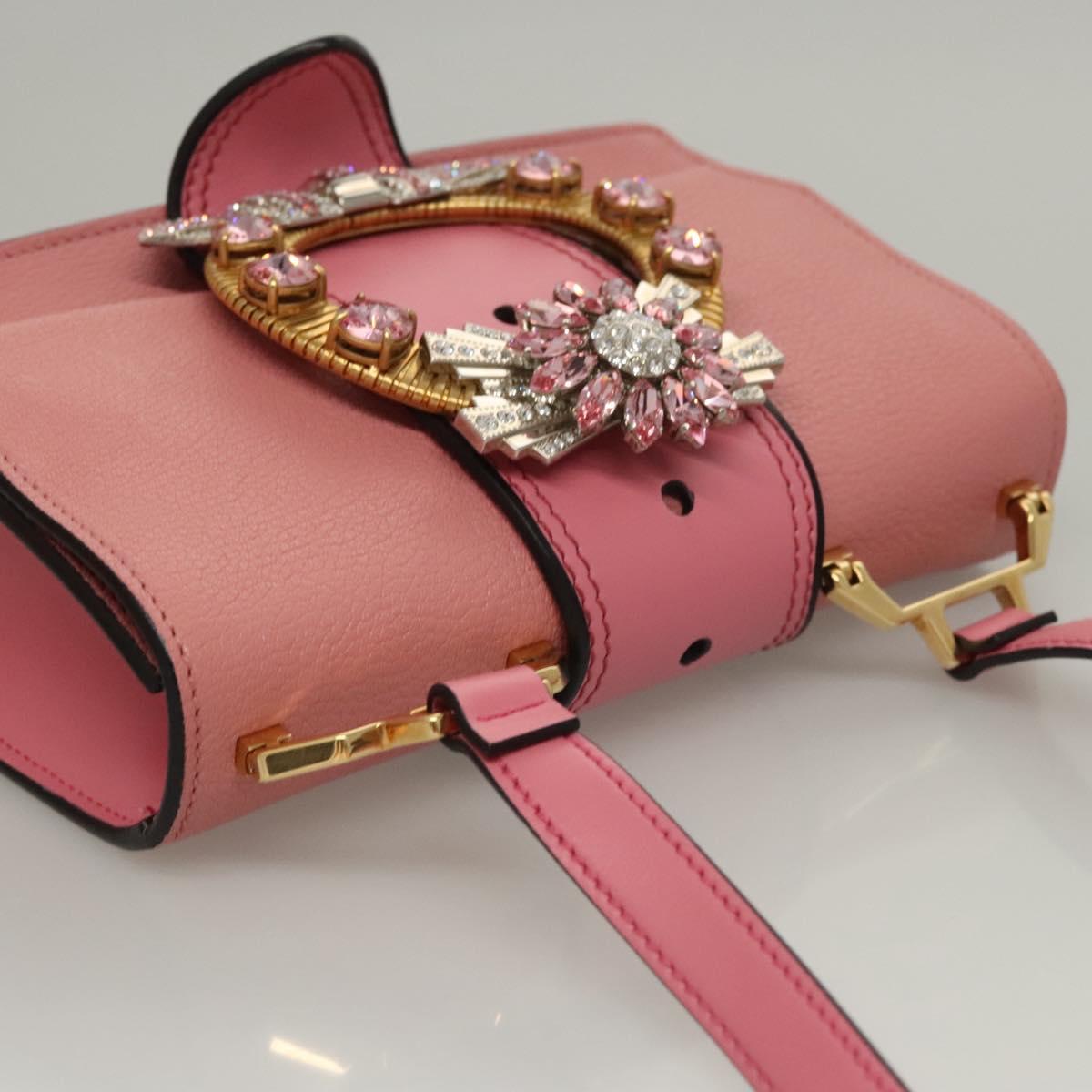 Miu Miu Shoulder Bag Leather Pink Gold Auth BD1584SAM