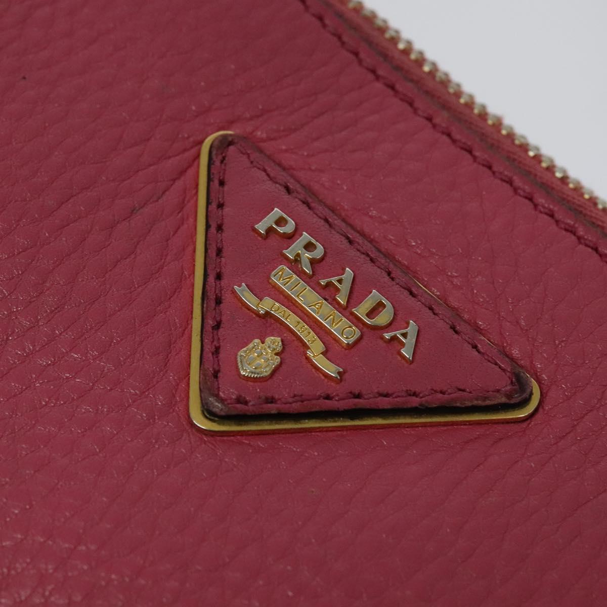 PRADA Shoulder Bag Leather Pink Gold Auth BD1620