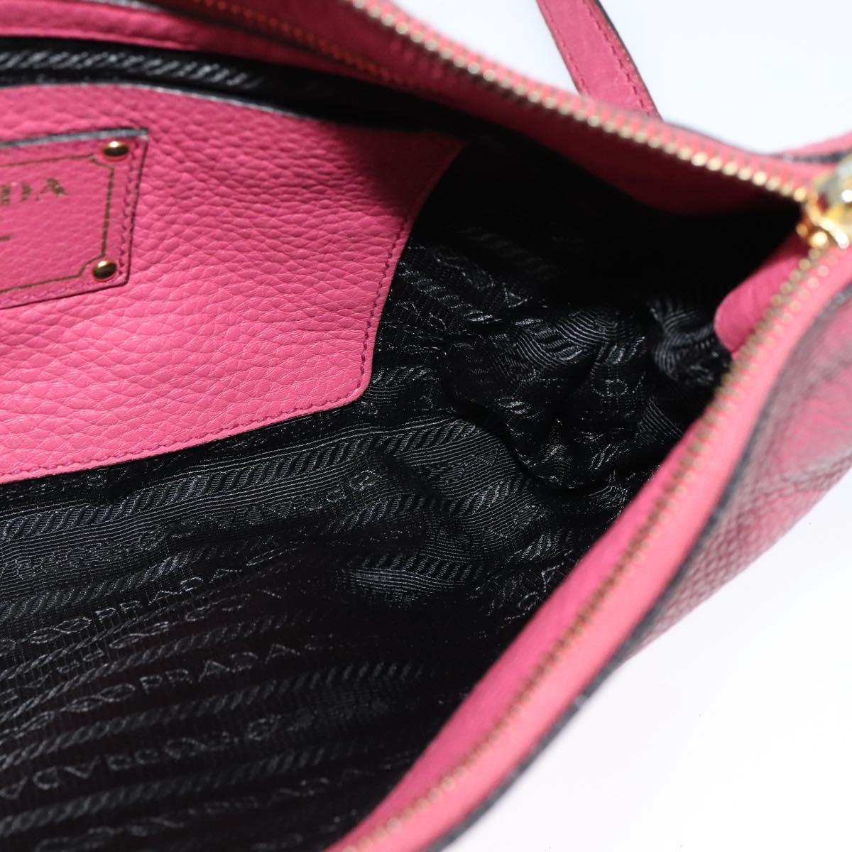 PRADA Shoulder Bag Leather Pink Gold Auth BD1620