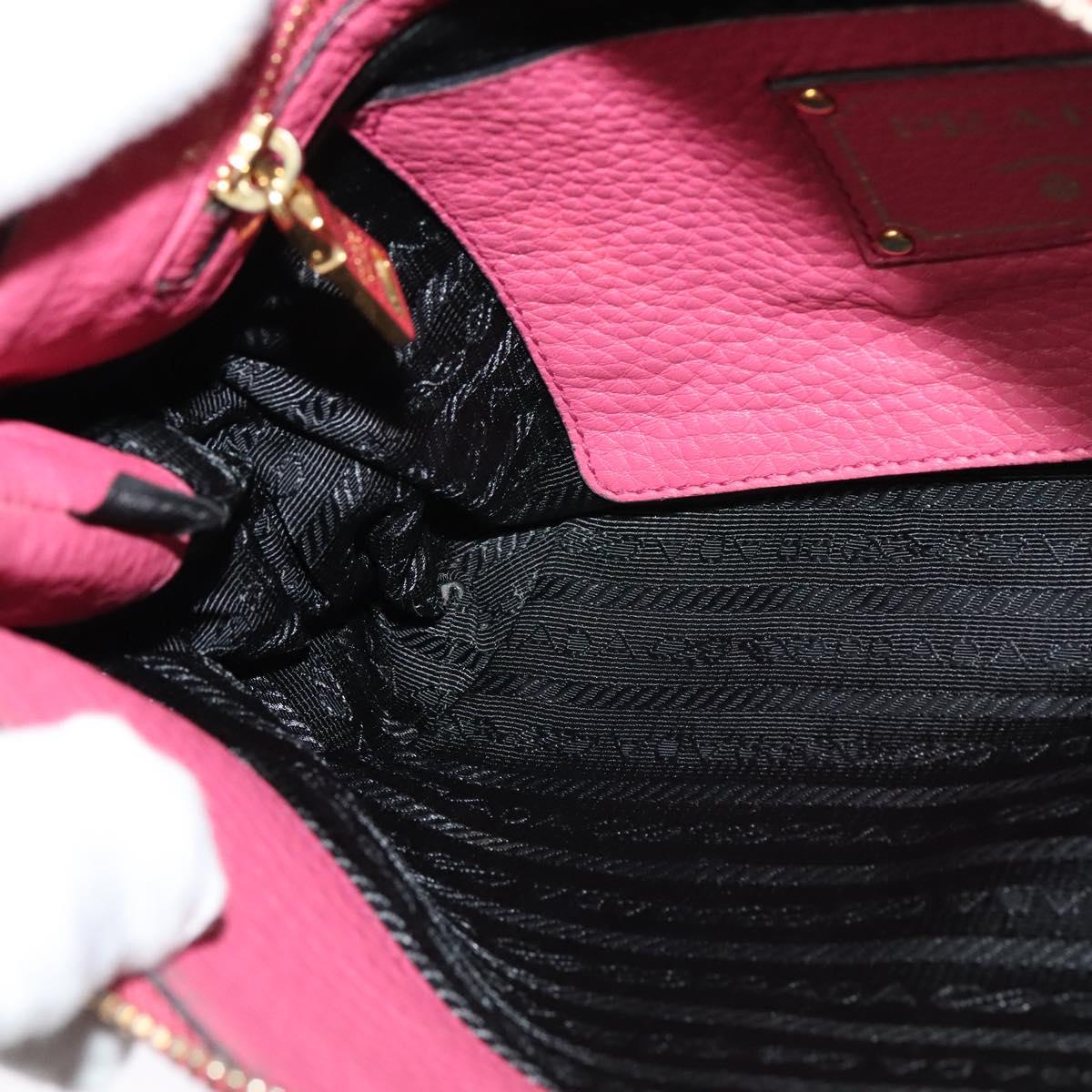 PRADA Shoulder Bag Leather Pink Gold Auth BD1620