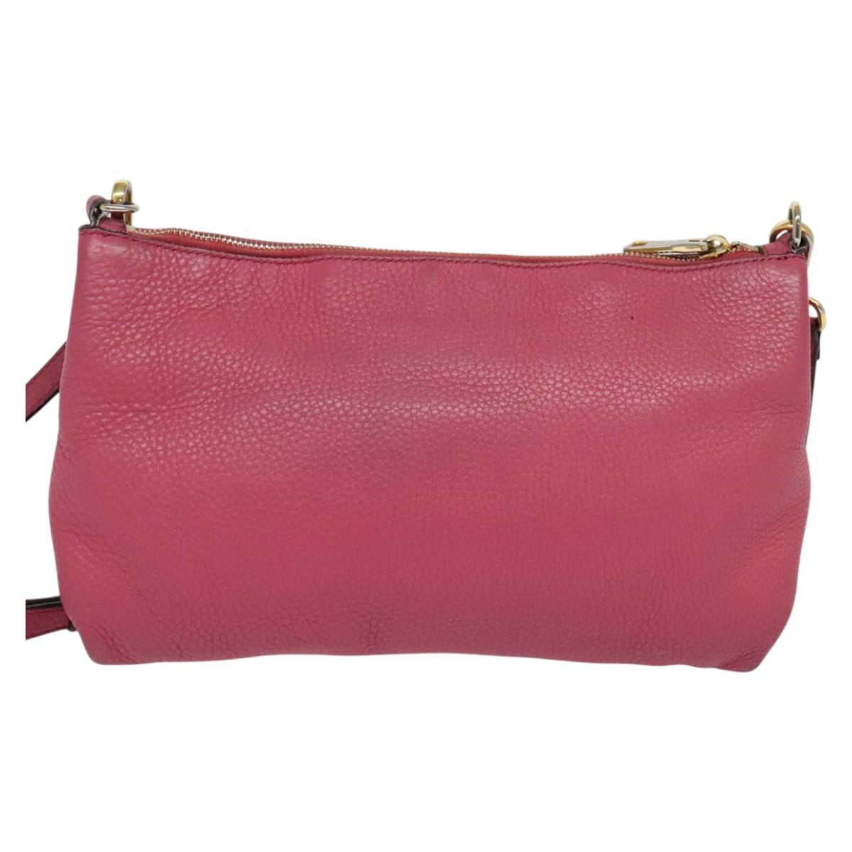 PRADA Shoulder Bag Leather Pink Gold Auth BD1620