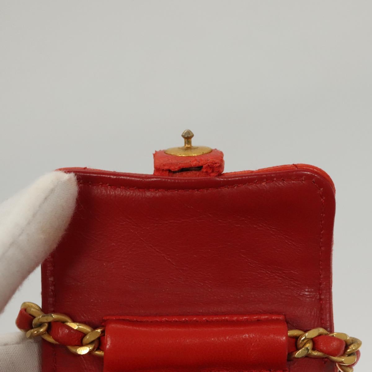 CHANEL Mini Mini Matelasse Charm Lamb Skin Orange CC Auth BD1634