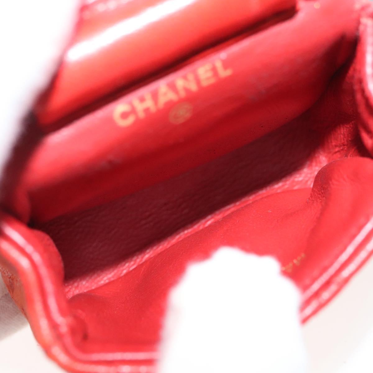 CHANEL Mini Mini Matelasse Charm Lamb Skin Orange CC Auth BD1634